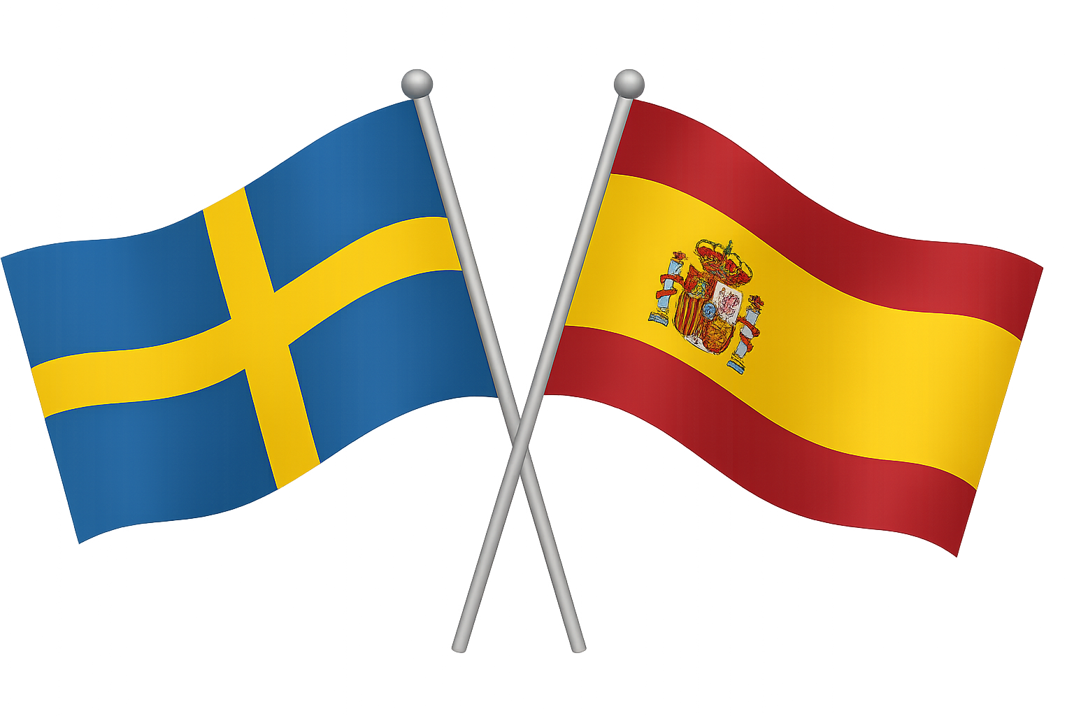Sweden and Spain flags